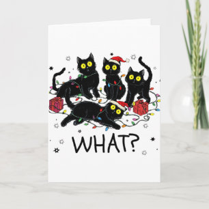 Funny Black Cat What Christmas Tree Meme Xmas Men Card