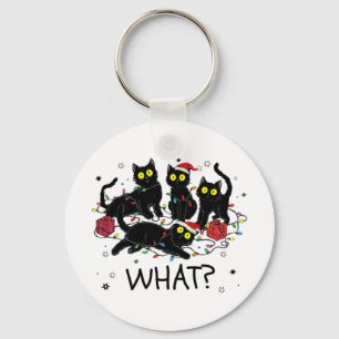 Funny Black Cat What Christmas Tree Meme Xmas Men  Key Ring