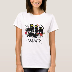 Funny Black Cat What Christmas Tree Meme Xmas Men  T-Shirt