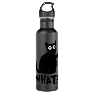 Funny Black Cat What Cute Suspicious kitten Gift W 710 Ml Water Bottle