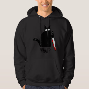 Funny Black Cat What Holding Bloody Knife Men Wome Hoodie