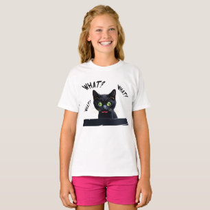 Funny black cat WHAT? T-Shirt