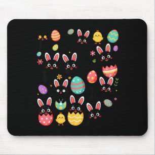 Funny Black Cat with Bunny Eggs Happy Easter Day Mouse Pad