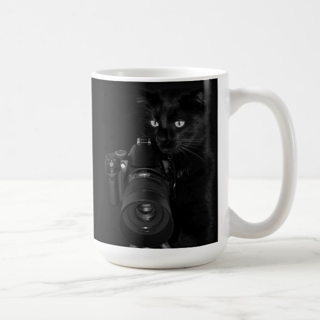 Funny Black Cat with the Camera Coffee Mug (Right)