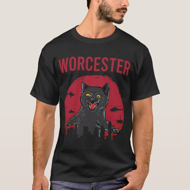 Funny Black Cat Worcester T-Shirt (Front)