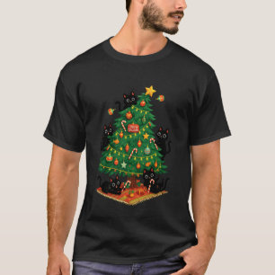 Funny Black Cats Christmas Tree Holiday Humour Cat T-Shirt