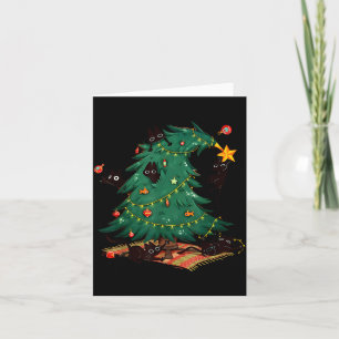Funny Black Cats Christmas Xmas Tree Family Pajama Card