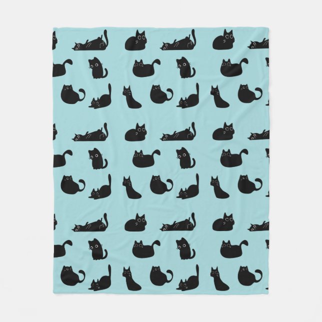 Funny Black Cats Fleece Blanket (Front)
