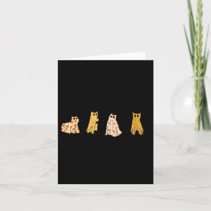 Funny Black Cats Ghost Halloween Pattern Cat Card