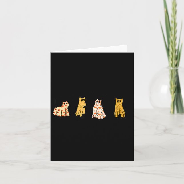 Funny Black Cats Ghost Halloween Pattern Cat Card (Front)