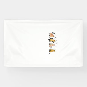 Funny Black Cats Ghost Halloween Pattern Cat Lover Banner