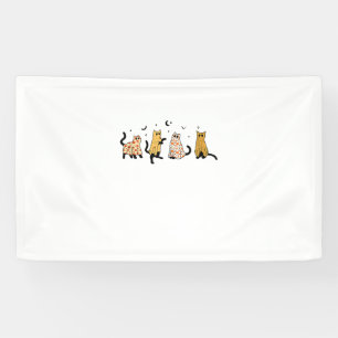 Funny Black Cats Ghost Halloween Pattern Cat Lover Banner