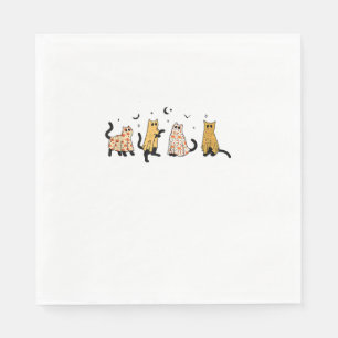 Funny Black Cats Ghost Halloween Pattern Cat Lover Napkin