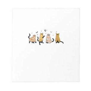 Funny Black Cats Ghost Halloween Pattern Cat Lover Notepad