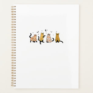 Funny Black Cats Ghost Halloween Pattern Cat Lover Planner