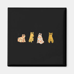 Funny Black Cats Ghost Halloween Pattern Cat Magnet