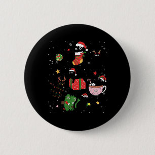 Funny Black Cats Santa Hat Christmas Tree Merry Ch 6 Cm Round Badge