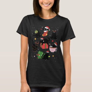 Funny Black Cats Santa Hat Christmas Tree Merry Ch T-Shirt