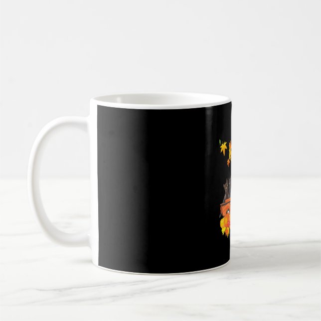Funny Black Cats Truck Autumn Pumpkin Maple Leaf Coffee Mug (Left)
