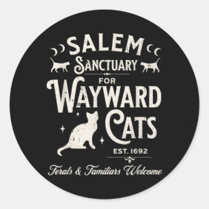 Funny Black Cats Witch Salem Sanctuary For Wayward Classic Round Sticker