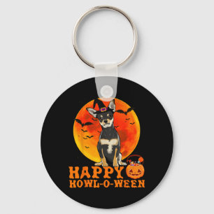 Funny Black Chihuahua Dog Halloween Happy Key Ring