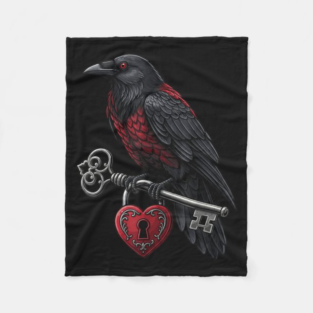 Funny Black Crow Black Bird Funny Crow Valentines  Fleece Blanket (Front)