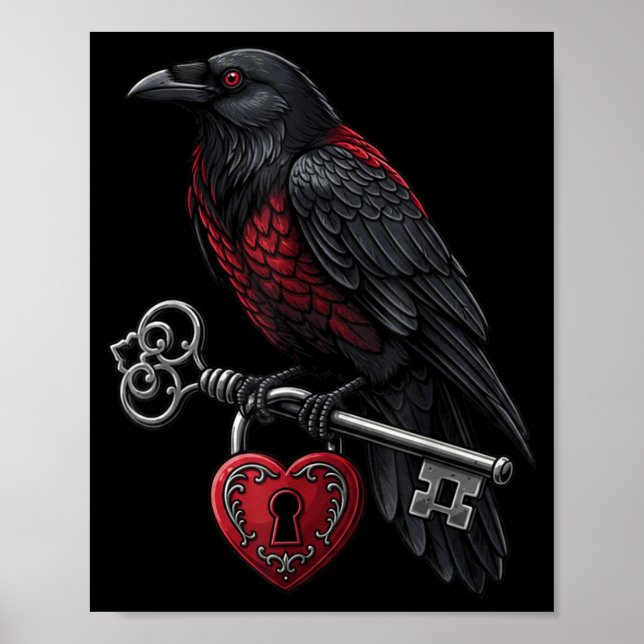 Funny Black Crow Black Bird Funny Crow Valentines  Poster (Front)