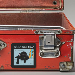 Funny Black Cute Best Cat Dad Father’s Day Square Sticker