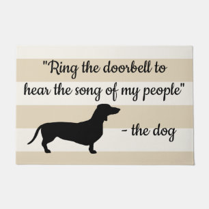 Funny Black Dachshund Silhouette Striped Doormat