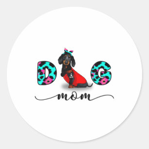 Funny Black Dachshund Tattoo I Love You Dog Mum Le Classic Round Sticker