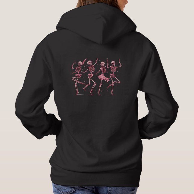 Funny Black Dancing Skeleton Halloween Witch Hoodie (Back)
