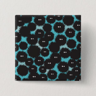 Funny black fluffy monsters 15 cm square badge