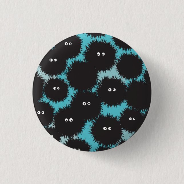 Funny black fluffy monsters  3 cm round badge (Front)