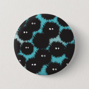 Funny black fluffy monsters 6 cm round badge