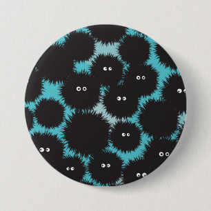 Funny black fluffy monsters 7.5 cm round badge