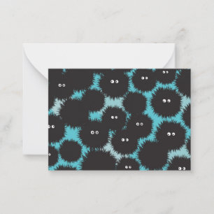 Funny black fluffy monsters card
