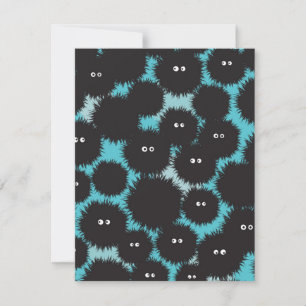 Funny black fluffy monsters card