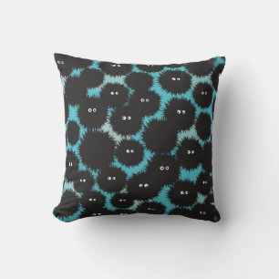 Funny black fluffy monsters cushion
