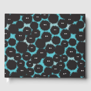 Funny black fluffy monsters guest book