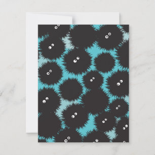 Funny black fluffy monsters holiday card