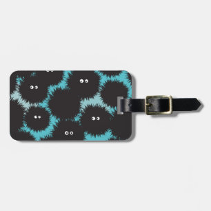 Funny black fluffy monsters luggage tag