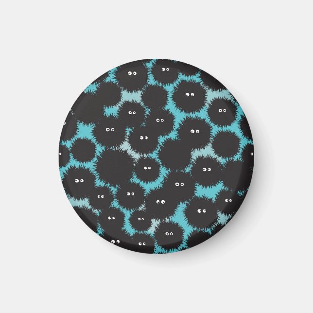 Funny black fluffy monsters  magnet (Front)