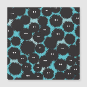 Funny black fluffy monsters magnetic invitation