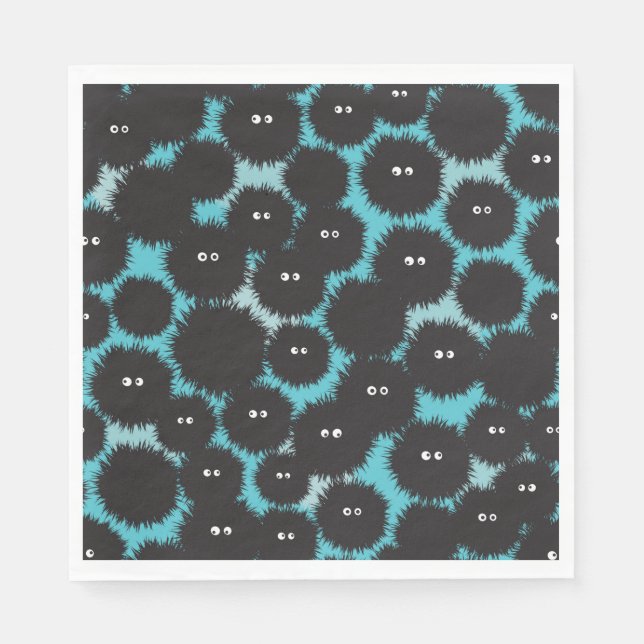 Funny black fluffy monsters  napkin (Front)