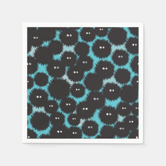 Funny black fluffy monsters  napkin (Front)