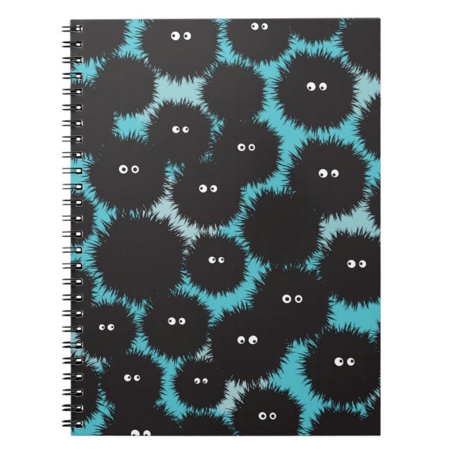 Funny black fluffy monsters  notebook (Front)