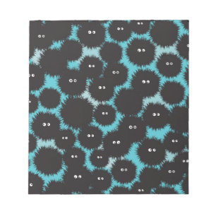 Funny black fluffy monsters notepad