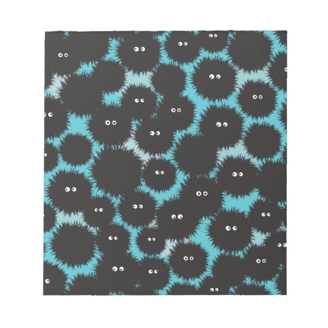 Funny black fluffy monsters  notepad (Front)