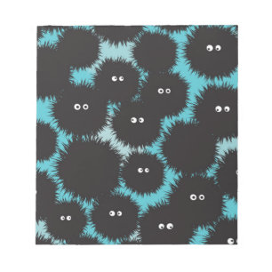 Funny black fluffy monsters notepad