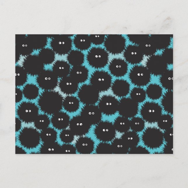 Funny black fluffy monsters  postcard (Front)